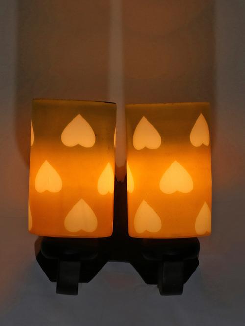 stylish twins hand decorative colorful glass wall lamp light with royal wooden fitting (set of two) dn-2wa130 - 15489849 - Very Small Image - 1