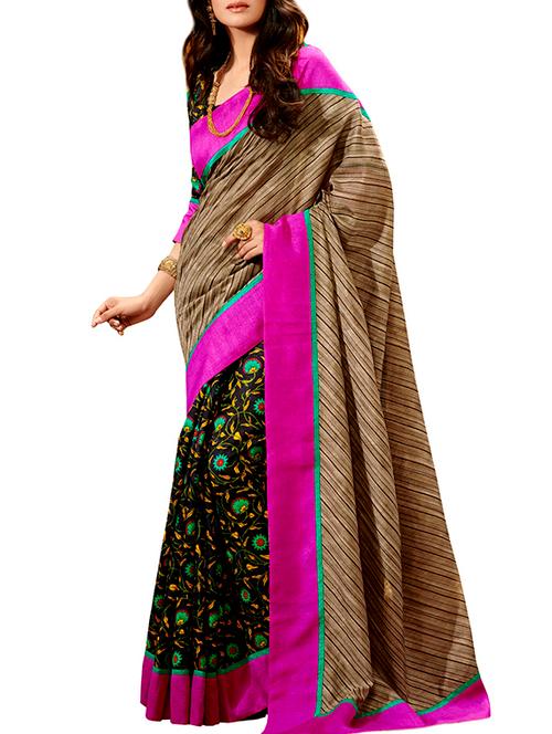 ditsy floral half and half saree with blouse - 15490198 - Very Small Image - 1
