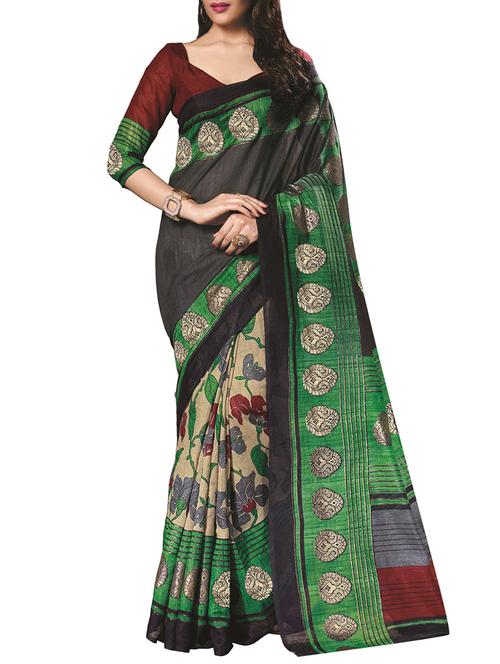 floral half and half saree with blouse - 15490217 - Very Small Image - 1