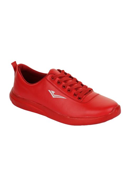 red leatherette lace up sneakers - 15490608 - Very Small Image - 1
