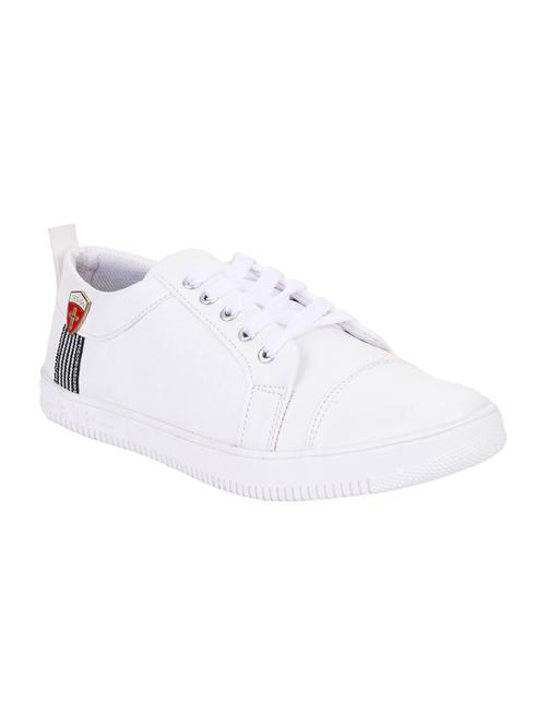white leatherette lace up sneakers - 15490612 - Very Small Image - 1