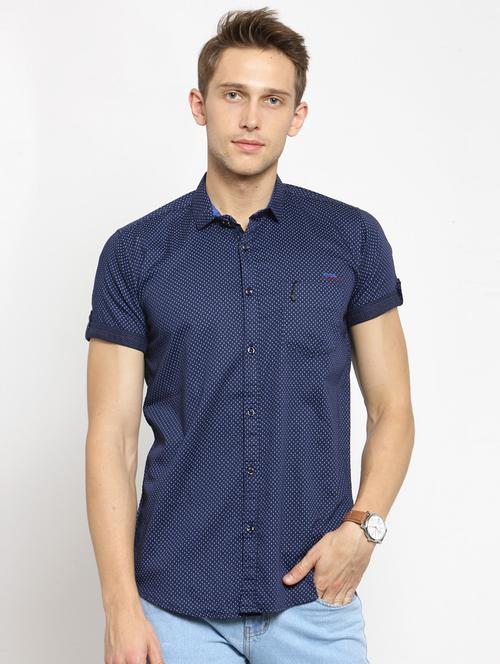 blue cotton casual shirt - 15491745 - Very Small Image - 1