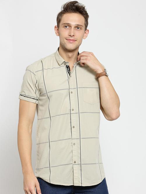 beige cotton casual shirt - 15491751 - Very Small Image - 1