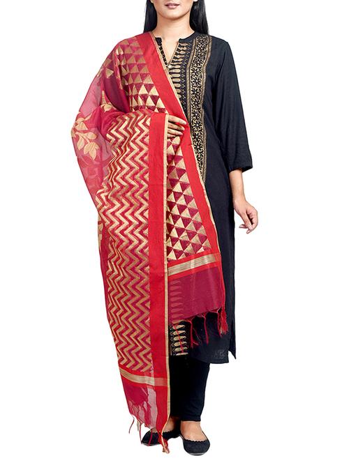 pink cotton blend dupatta - 15491973 - Very Small Image - 1