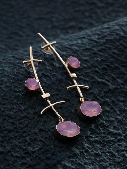 pink gold tone drop earrings - 15492283 - Very Small Image - 1