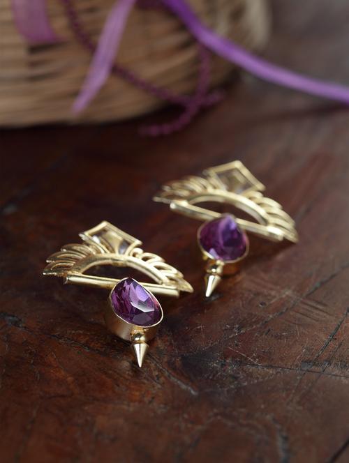 purple gold tone stone earrings - 15492286 - Very Small Image - 1