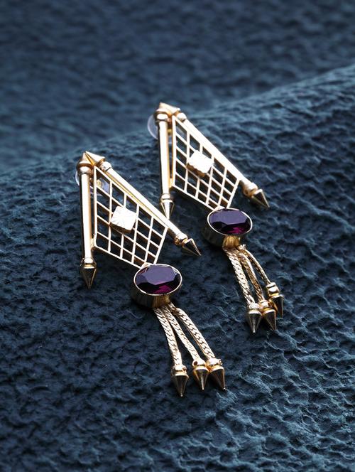 purple gold tone stone earrings - 15492311 - Very Small Image - 1