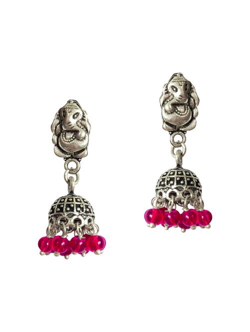 pink silver tone tribal earrings - 15492481 - Very Small Image - 1