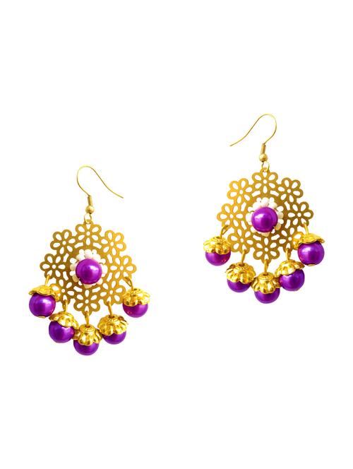 purple gold tone beaded earrings - 15492484 - Very Small Image - 1