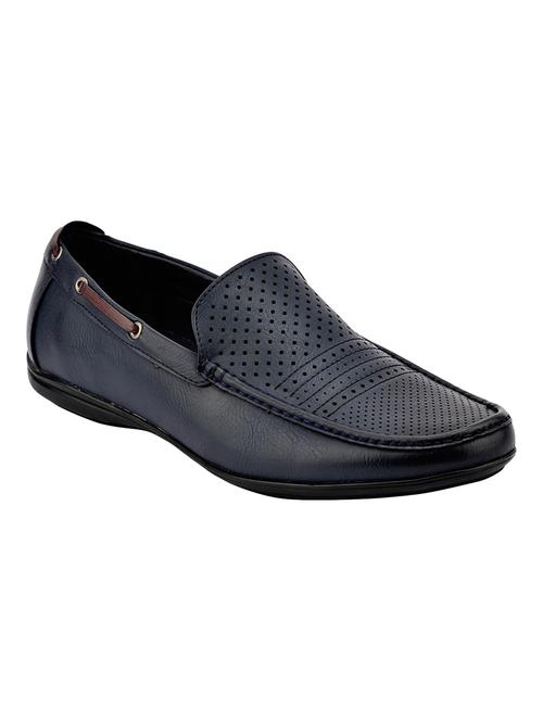 navy leather slip on loafers - 15492663 - Very Small Image - 1