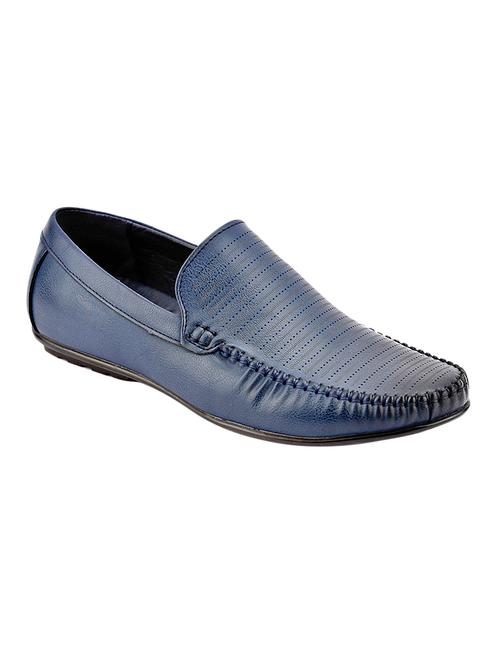 navy leather slip on loafers - 15492821 - Very Small Image - 1