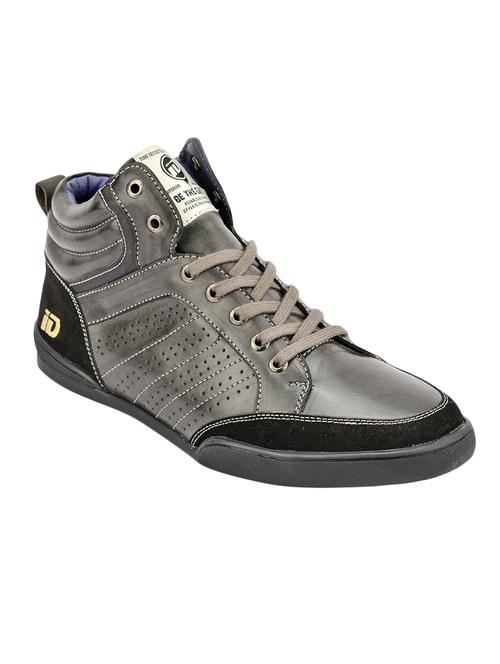 grey leather lace up sneakers - 15492832 - Very Small Image - 1