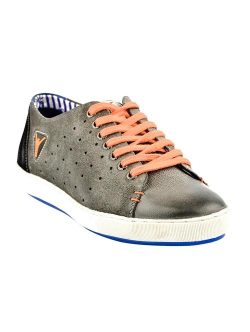 grey leather lace up sneakers - 15492837 - Very Small Image - 1