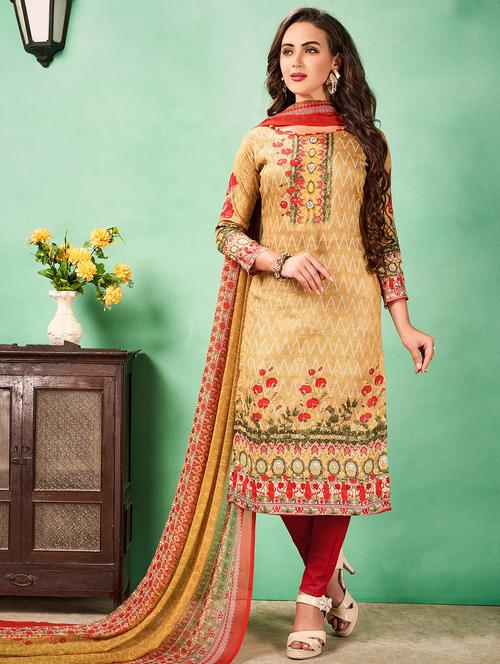 printed unstitched churidaar suit - 15493167 - Very Small Image - 1