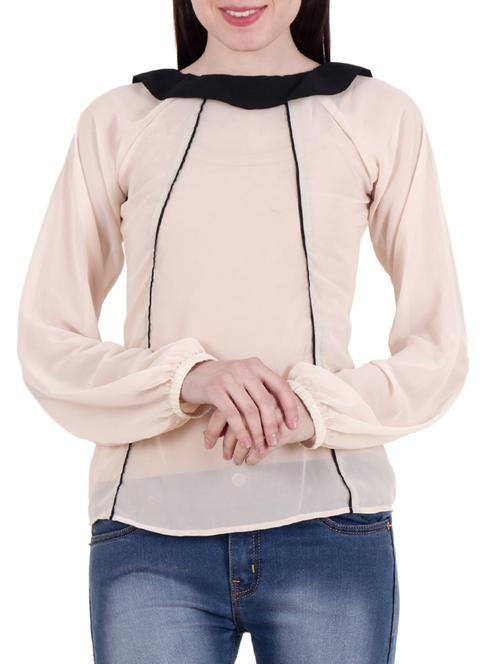 frill trim neck piping detail top - 15493527 - Very Small Image - 1