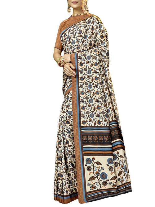 floral printed saree with blouse - 15493612 - Very Small Image - 1