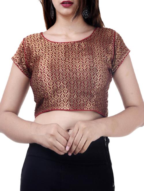 brown silk brocade blouse - 15494101 - Very Small Image - 1