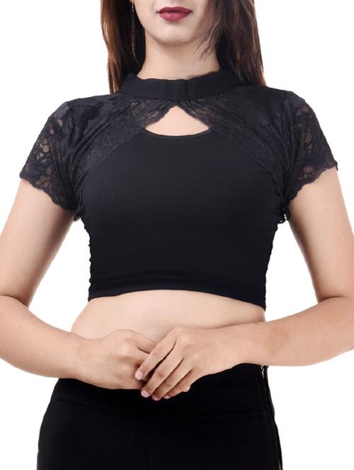 black cotton solid blouse - 15494106 - Very Small Image - 1