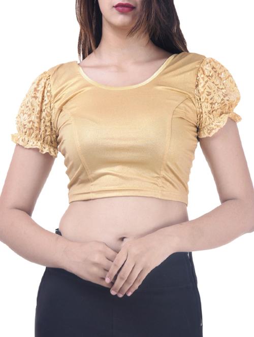 gold cotton solid blouse - 15494108 - Very Small Image - 1