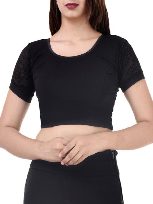 black cotton solid blouse - 15494114 - Very Small Image - 1