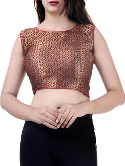 brown silk brocade blouse - 15494121 - Very Small Image - 1