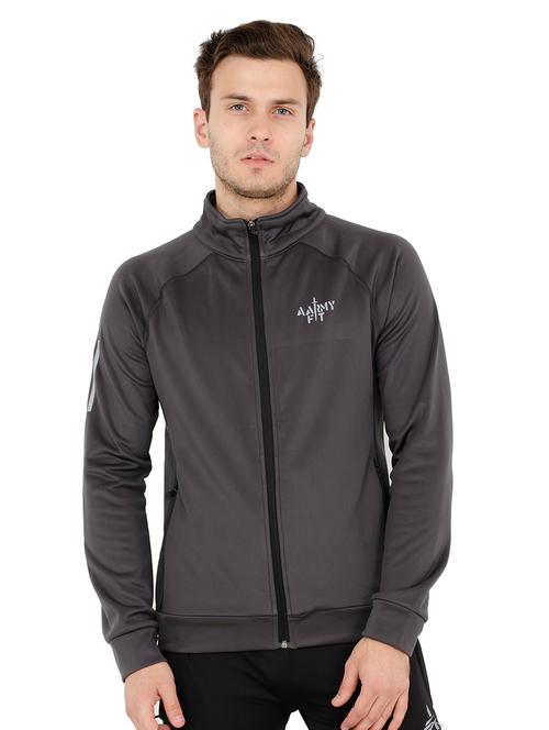 grey solid raglan casual jacket - 15495537 - Very Small Image - 1