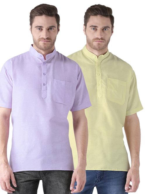 multi colored khadi short kurta - 15495706 - Very Small Image - 1