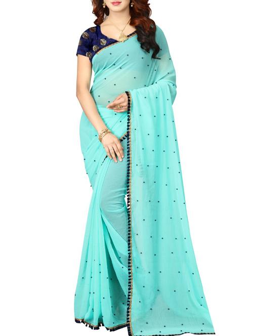 border embroidered saree with blouse - 15496500 - Very Small Image - 1