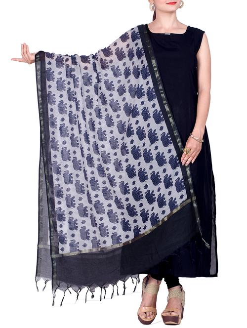 grey chanderi dupatta - 15496702 - Very Small Image - 1