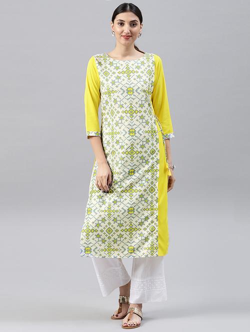 printed straight kurta - 15496829 - Very Small Image - 1