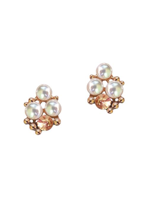 white gold tone pearl inspired earrings - 15497412 - Very Small Image - 1