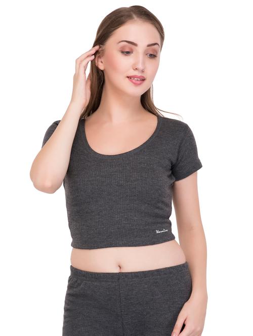 grey woolen thermal top - 15498044 - Very Small Image - 1