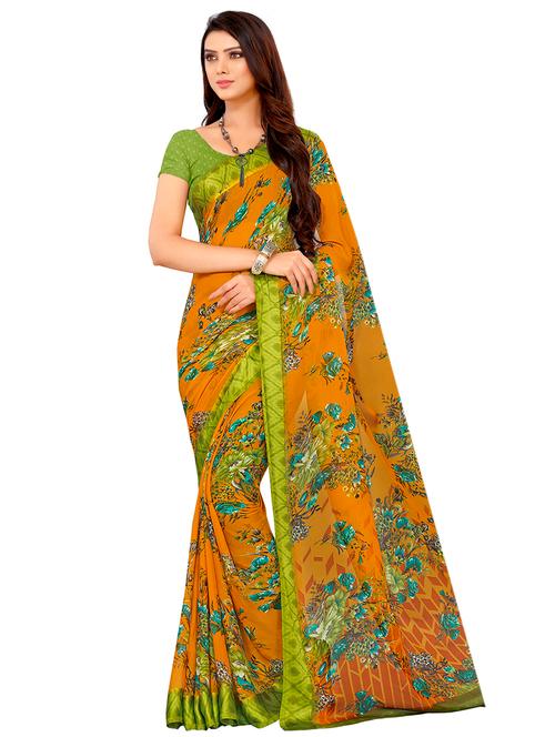 floral printed saree with blouse - 15498835 - Very Small Image - 1