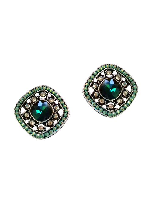 green silver tone stone earrings - 15500132 - Very Small Image - 1