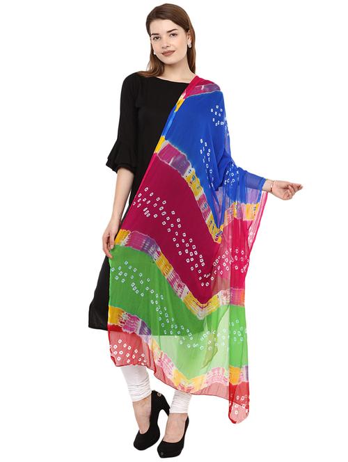multi colored chiffon dupatta - 15500312 - Very Small Image - 1