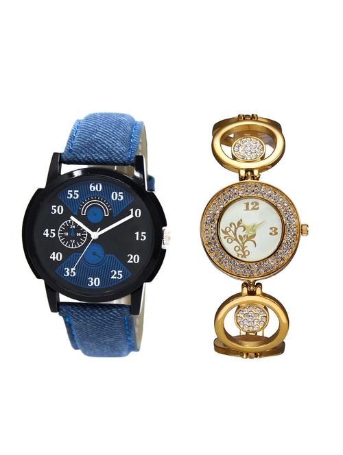 acnos round dial analog couple watch(wat-lr-02-204-combo) - 15500430 - Very Small Image - 1