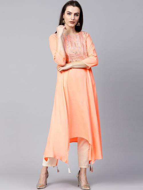 asymmetric embroidered kurta - 15502077 - Very Small Image - 1
