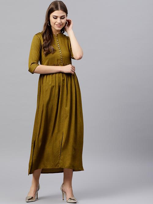 button detailed a-line dress - 15502577 - Very Small Image - 1