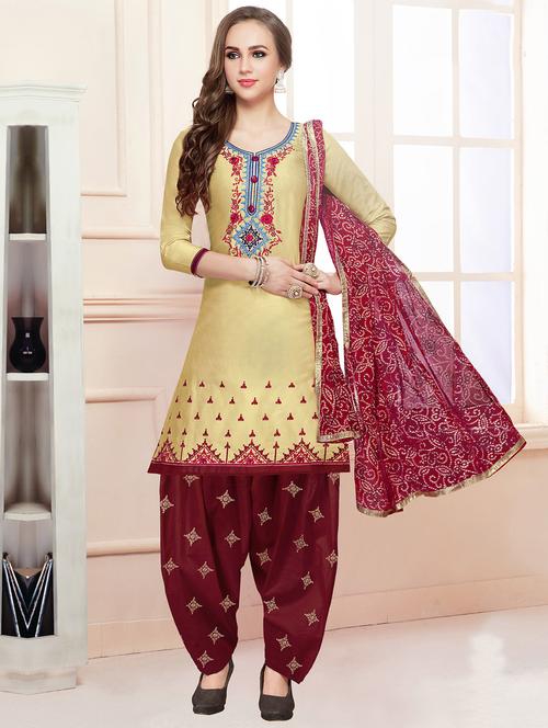 embroidered unstitched patiyala suit - 15503045 - Very Small Image - 1