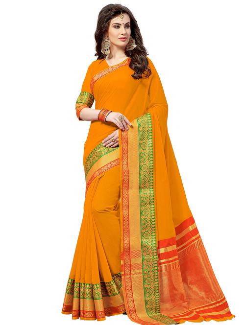 contrast zari pallu gadwal saree with blouse - 15503206 - Very Small Image - 1