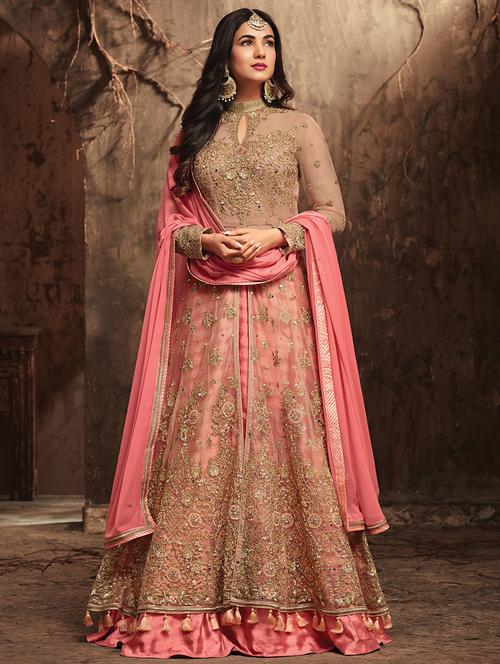 embroidered semi-stitched skirt suit - 15503356 - Very Small Image - 1