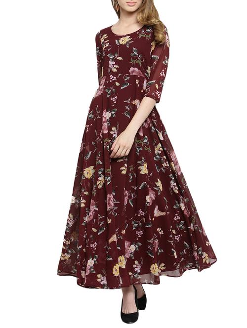 floral flared maxi dress - 15503612 - Very Small Image - 1