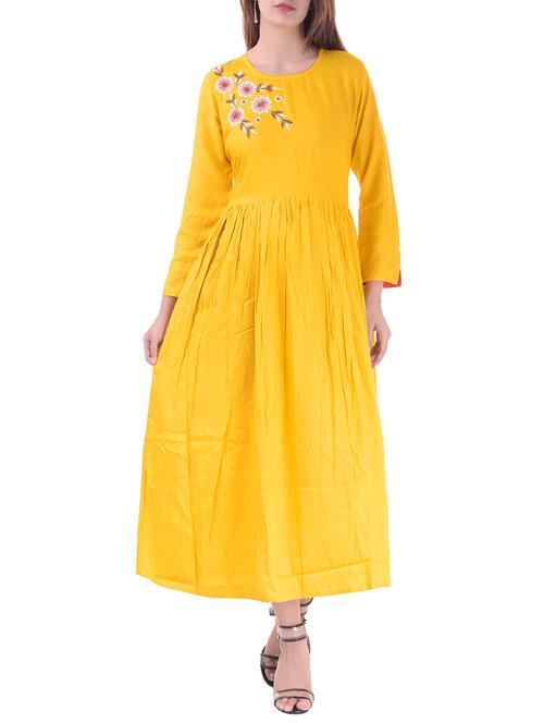 flared embroidered kurta - 15504401 - Very Small Image - 1