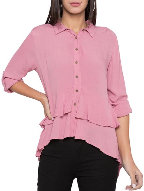 ruffle detailed high low shirt - 15504948 - Very Small Image - 1