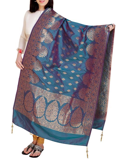 banarasi dupatta with tassels - 15505471 - Very Small Image - 1