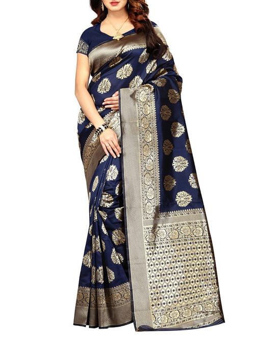 zari motif kanjivaram saree with blouse - 15505650 - Very Small Image - 1