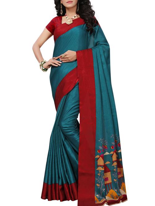 contrast bordered saree - 15505888 - Very Small Image - 1