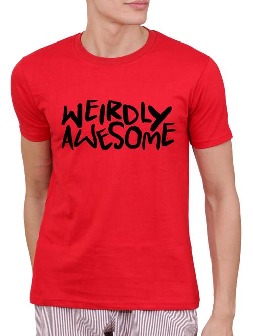 red cotton chest print tshirt - 15506287 - Very Small Image - 1