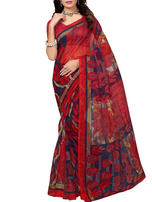 printed kota doria saree with blouse - 15506621 - Very Small Image - 1