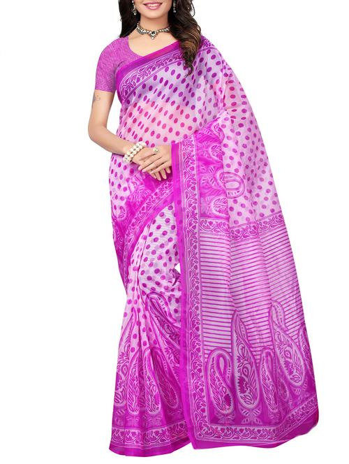 polka dot printed kota doria saree with blouse - 15506628 - Very Small Image - 1